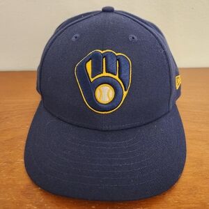 Milwaukee Brewers Blue Baseball Cap with Yellow Logo